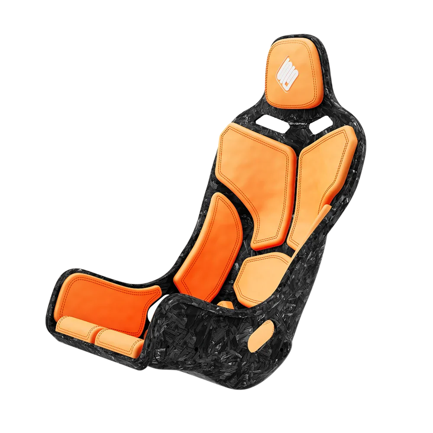 Fotel Simgasm Apex Formuła Karbonowy z czarnymi poduszkami w ujęciu trzy czwarte